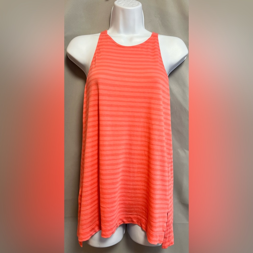 Lou & Grey Women's‎ Sleeveless Round Neck Tank Top Orange Striped Sz Small NWT